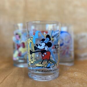 Disney Mickey Mouse Vintage Glass with Red and Blue Accents